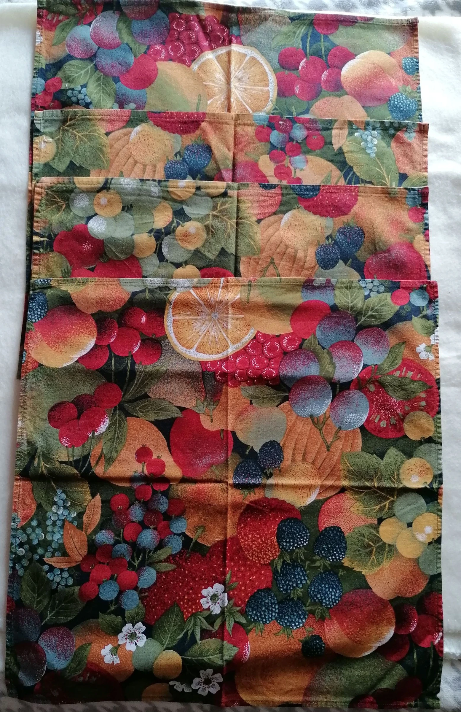 4 serviettes de table Vintage fruits d'été 